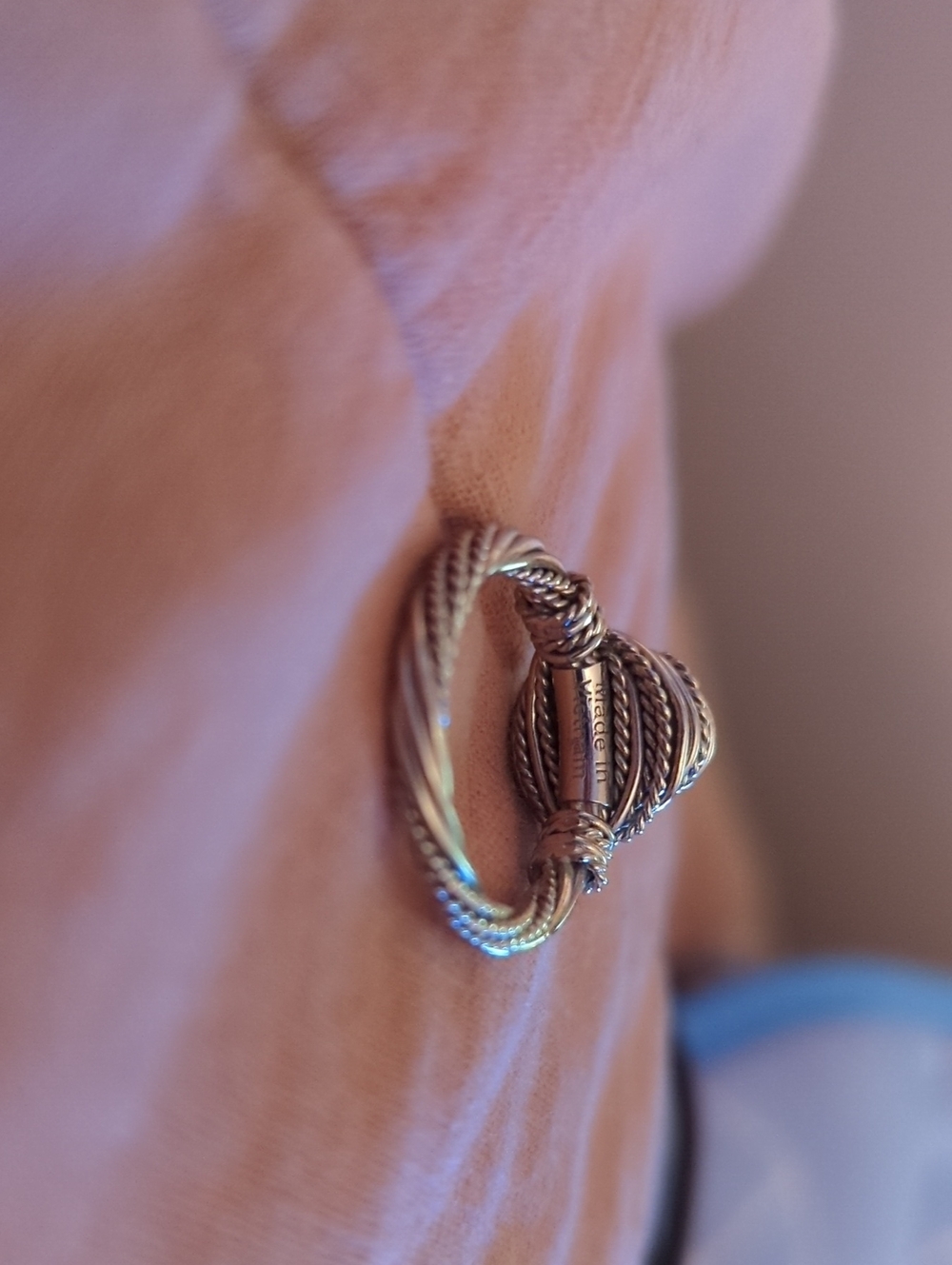Turquoise Stone Silver Rope-Accent Ring - Picture 5 of 7
